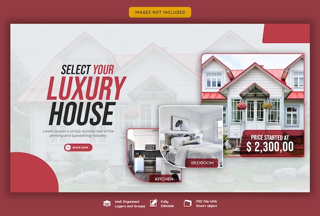 PSD gratuit modèle de bannière web de propriété de maison immobilière