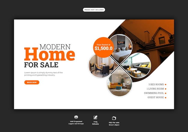 PSD gratuit modèle de bannière web de propriété de maison immobilière