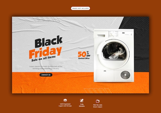 PSD gratuit modèle de bannière web super vente black friday