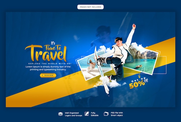 PSD gratuit modèle de bannière web de voyage et de tourisme