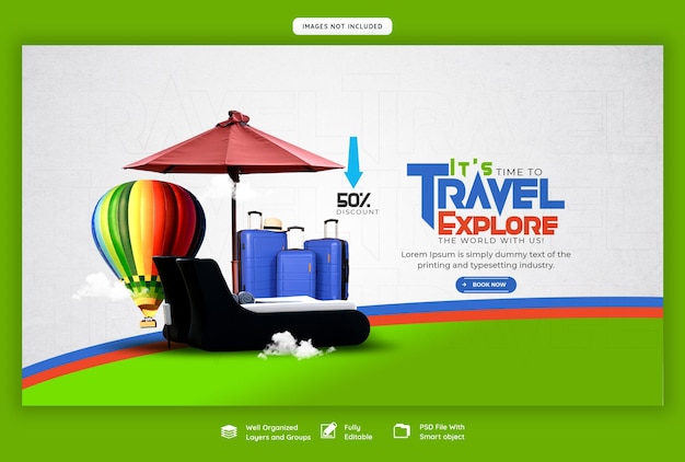 PSD gratuit modèle de bannière web de voyage et de tourisme