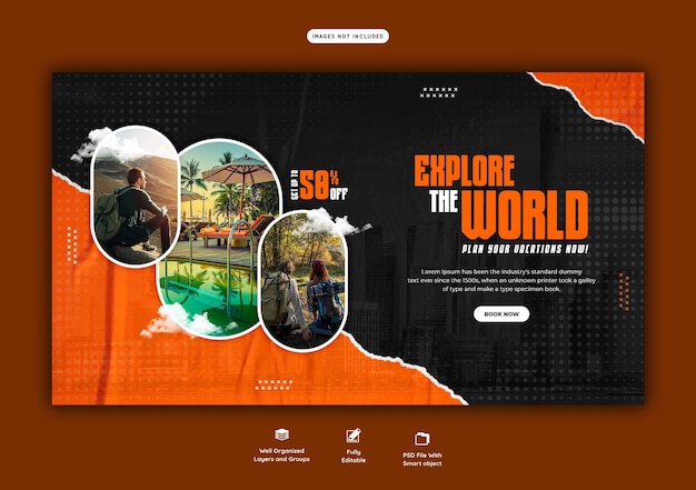 PSD gratuit modèle de bannière web de voyage et de tourisme