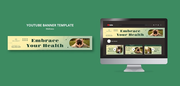 PSD gratuit modèle de bannière youtube de concept de bien-être
