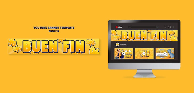 PSD gratuit modèle de bannière youtube dégradé buen fin