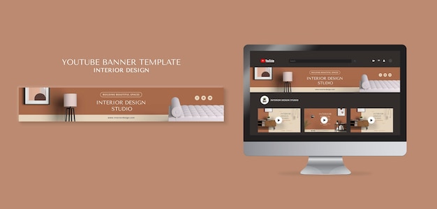 PSD gratuit modèle de bannière youtube design d'intérieur