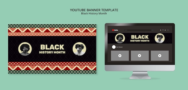 PSD gratuit modèle de bannière youtube du mois de l'histoire des noirs