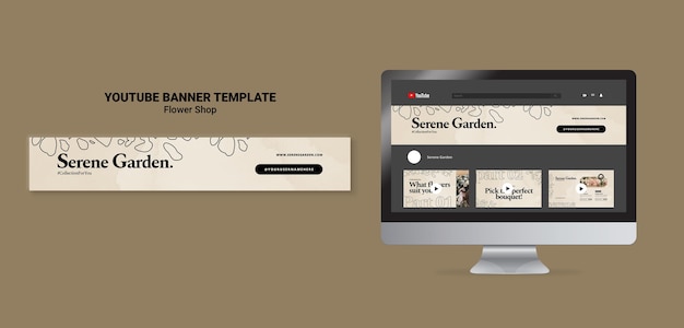 PSD gratuit modèle de bannière youtube flowershop