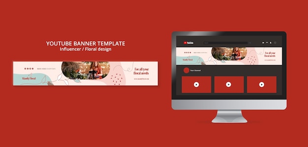 PSD gratuit modèle de bannière youtube d'influenceur médiatique et de personnalité
