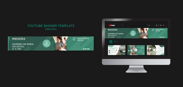 PSD gratuit le modèle de bannière youtube de missoes