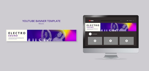 PSD gratuit modèle de bannière youtube pour le festival de musique