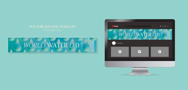 Modèle de bannière youtube pour la journée mondiale de l'eau