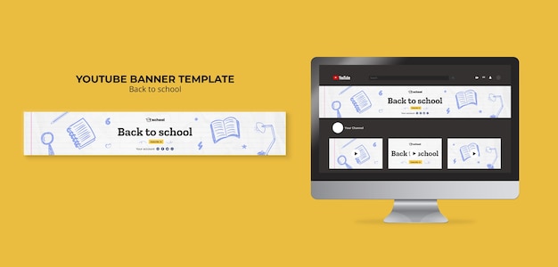 PSD gratuit modèle de bannière youtube pour la rentrée scolaire