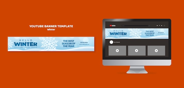 PSD gratuit modèle de bannière youtube pour la saison d'hiver