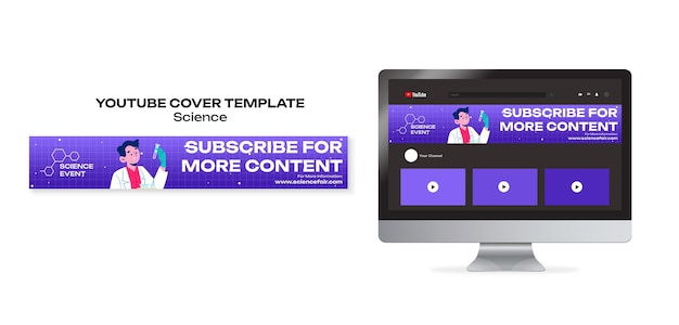 PSD gratuit modèle de bannière youtube pour la science et les expériences