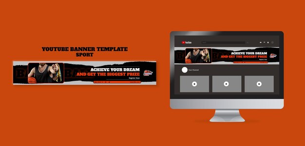 Modèle de bannière youtube sport et activité