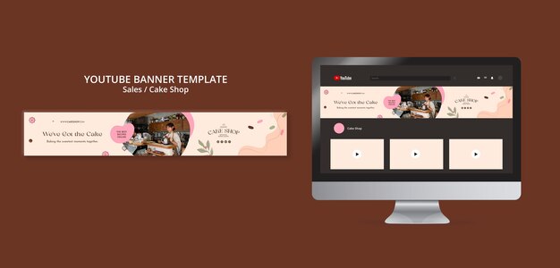 Modèle de bannière youtube de vente design plat