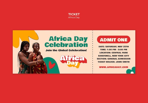 PSD gratuit modèle de billet de célébration de la journée de l'afrique