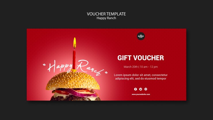 PSD gratuit modèle de bon avec cadeau pour restaurant burger