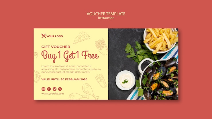 PSD gratuit modèle de bon cadeau restaurant
