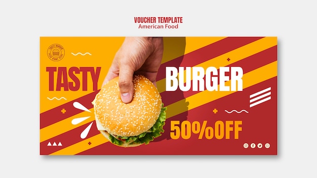 PSD gratuit modèle de bon de nourriture américaine burger