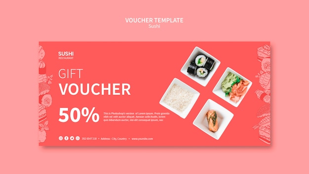 PSD gratuit modèle de bon de sushi