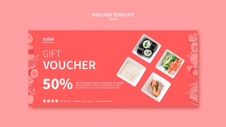 PSD gratuit modèle de bon de sushi