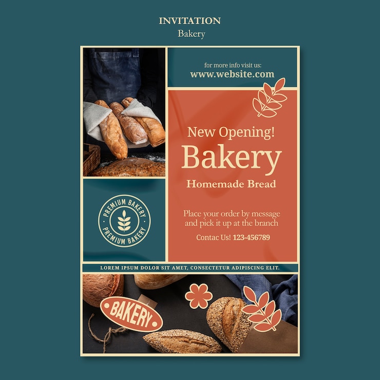 PSD gratuit modèle de boulangerie design plat