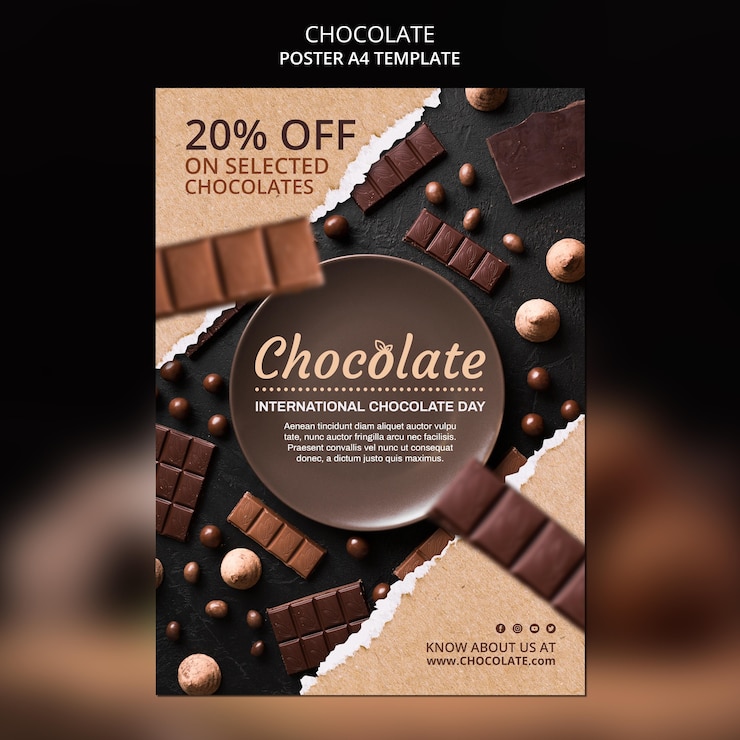 PSD gratuit modèle de boutique de chocolat affiche