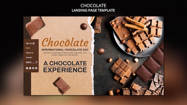 PSD gratuit modèle de boutique de chocolat de page de destination
