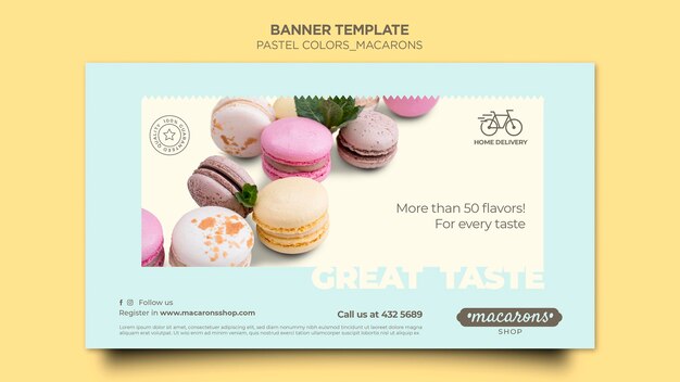 Modèle de boutique de macarons de bannière