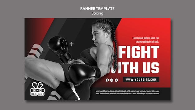 PSD gratuit modèle de boxe design plat