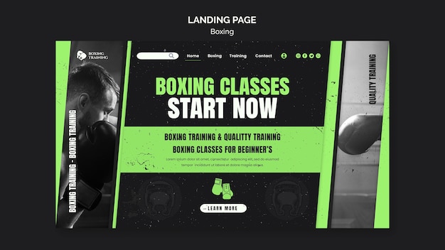 PSD gratuit modèle de boxe design plat