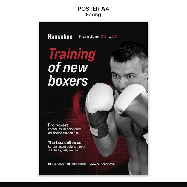 PSD gratuit modèle de boxe réaliste