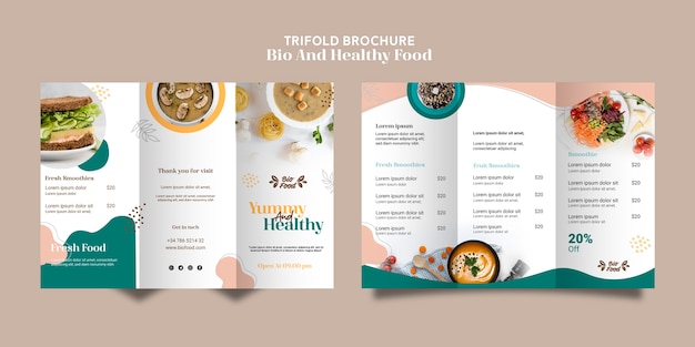 PSD gratuit modèle de brochure avec des aliments sains
