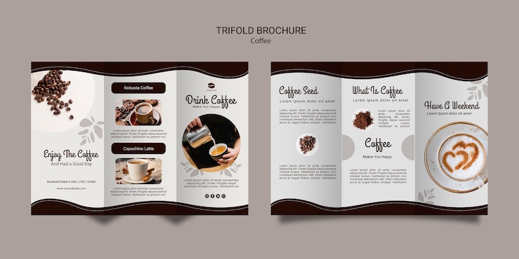 PSD gratuit modèle de brochure de café à trois volets