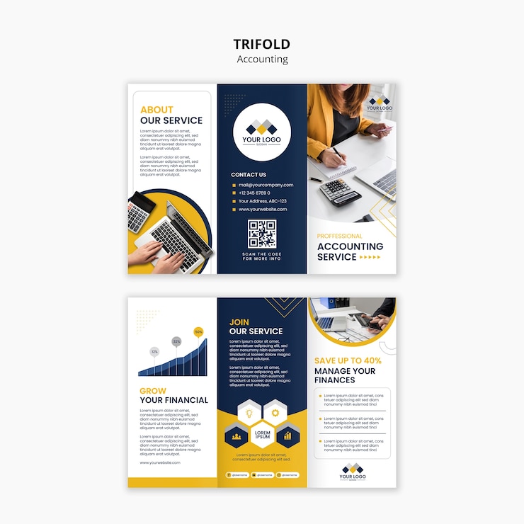 PSD gratuit modèle de brochure comptable à trois volets
