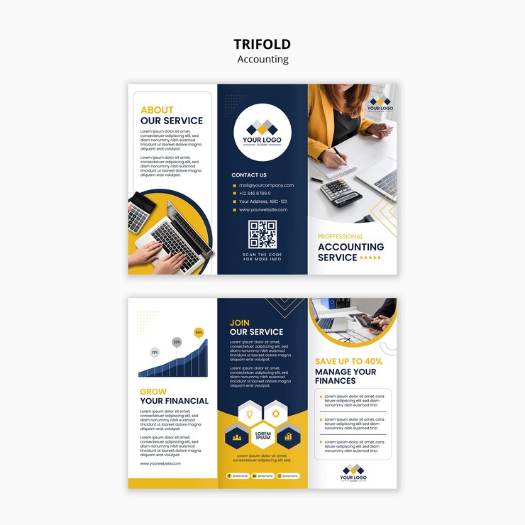 PSD gratuit modèle de brochure comptable à trois volets