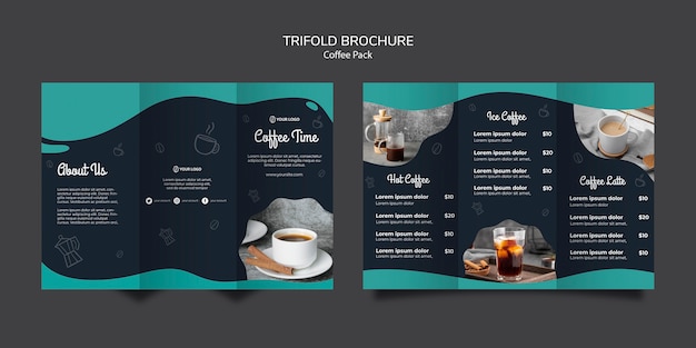 PSD gratuit modèle de brochure avec concept de café