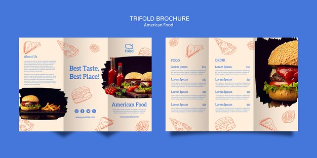 Modèle de brochure avec concept de cuisine américaine