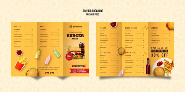 Modèle de Brochure de cuisine américaine à trois volets