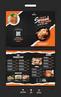 PSD gratuit modèle de brochure de menu de nourriture et de restaurant à deux volets