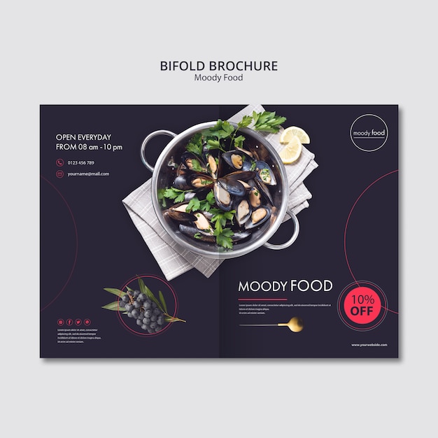 PSD gratuit modèle de brochure pliante créative de nourriture moody