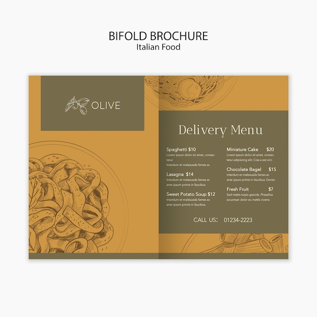 Modèle De Brochure Pliante De Cuisine Italienne