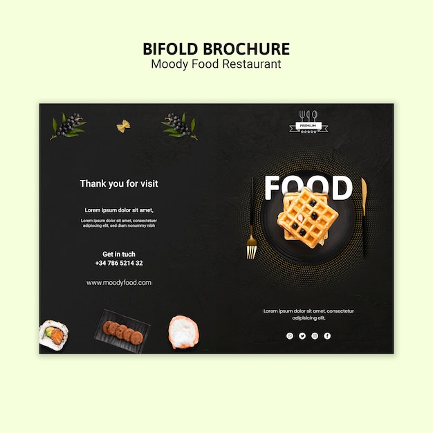 PSD gratuit modèle de brochure pliante de nourriture moody