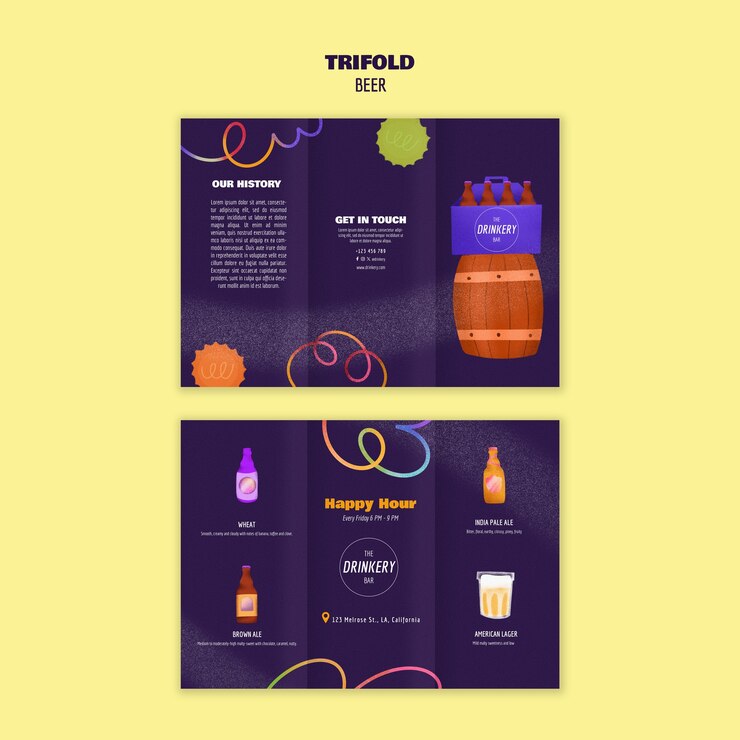PSD gratuit modèle de brochure tripla pour la célébration de la journée de la bière