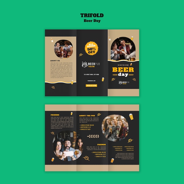 Modèle de brochure tripla pour la célébration de la journée de la bière