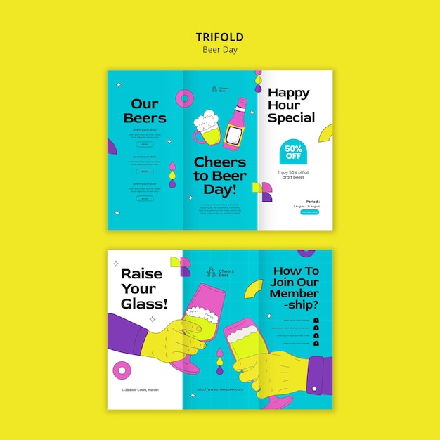 Modèle de brochure tripla pour la célébration de la journée de la bière