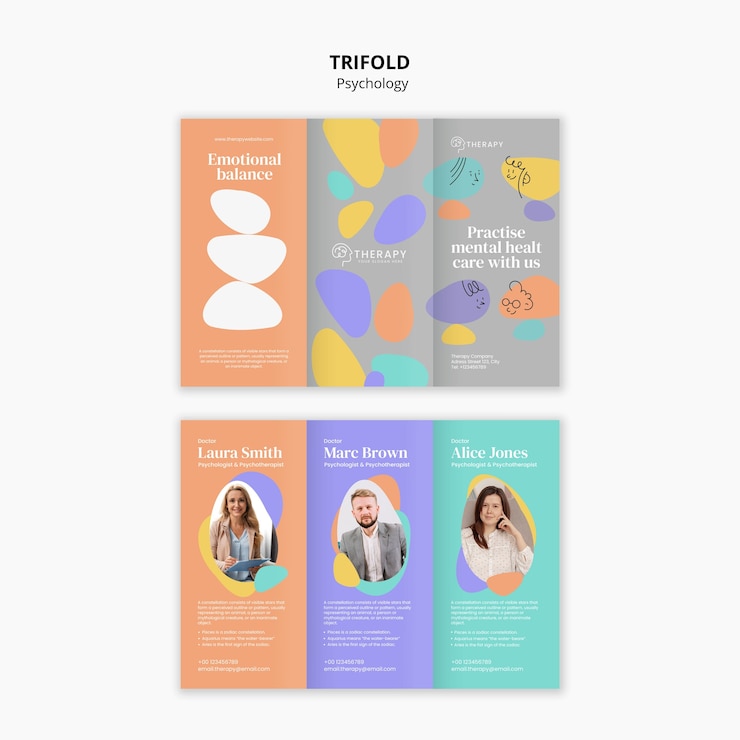 PSD gratuit modèle de brochure triplée sur la psychologie