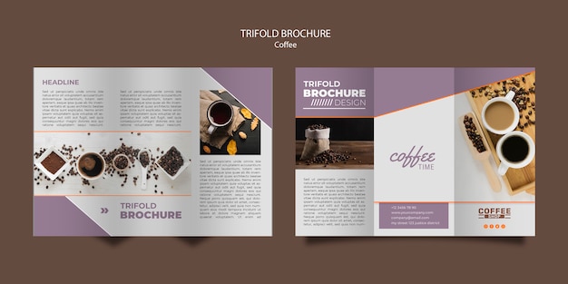 Modèle de brochure à trois volets de café