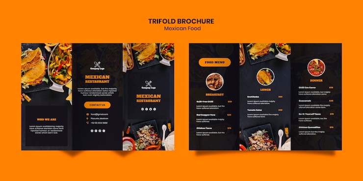 PSD gratuit modèle de brochure à trois volets de cuisine mexicaine
